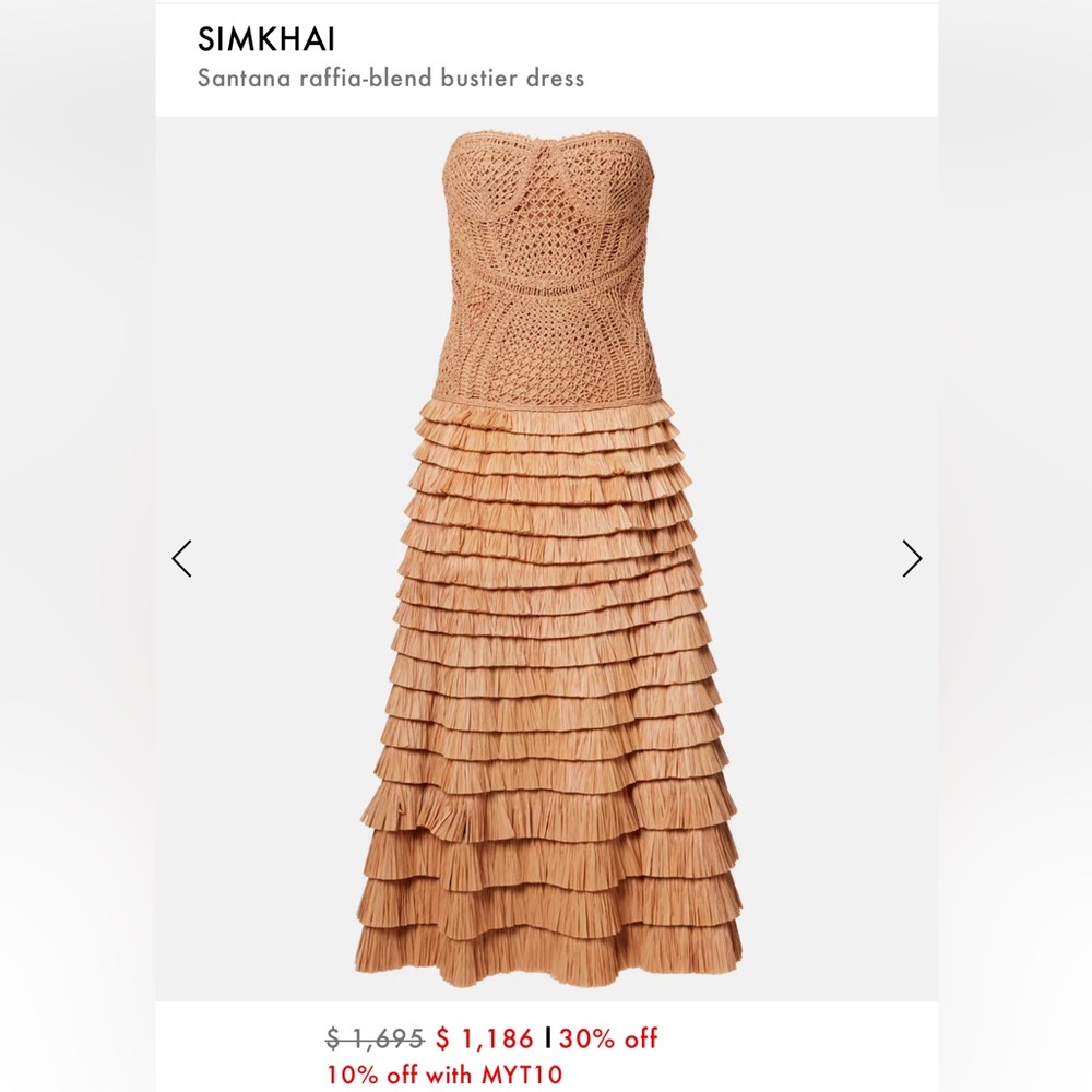 Jonathan Simkhai Tan Raffia-Blend Bustier Ruffle Maxi Dress